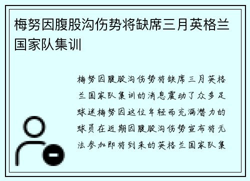 梅努因腹股沟伤势将缺席三月英格兰国家队集训 梅努因腹股沟伤势将缺席三月英格兰国家队集训